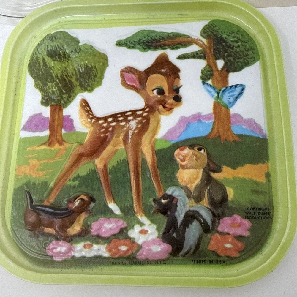 Vtg  1960 Walt Disney Bambi Baby Crib Shoes Gift Picture Box w/ Lid & Size 2